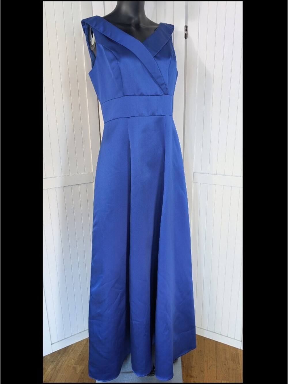 Vintage Alyssa Royal Blue Satin A-Line Formal Prom Bridesmaid Gown Size 10 USA